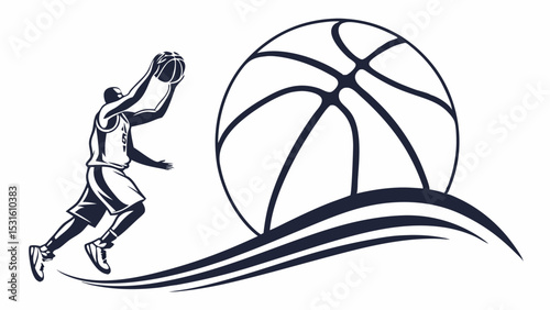 Basketball Player in MidAir Shot