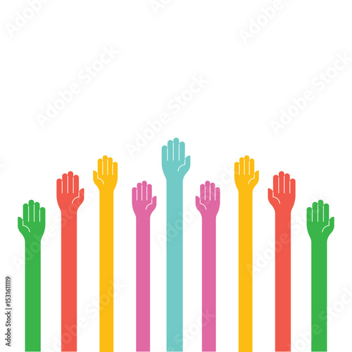 Raised Hand And Volunteering Icon Set Vector Design.