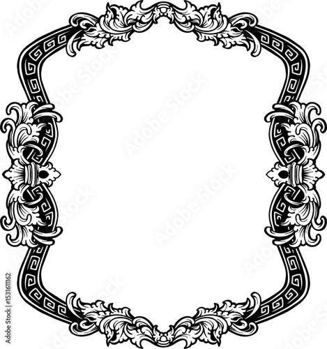 Elegant square gold frame with intricate baroque floral ornamentation on a white background, ideal for certificates, invitations, or decorative graphic design projects.