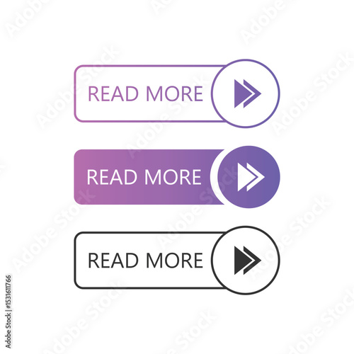 Read More Button Icon Set Vector Design.