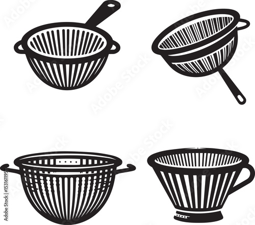 Colander Silhouette Collection with Varied Handle and Base Styles