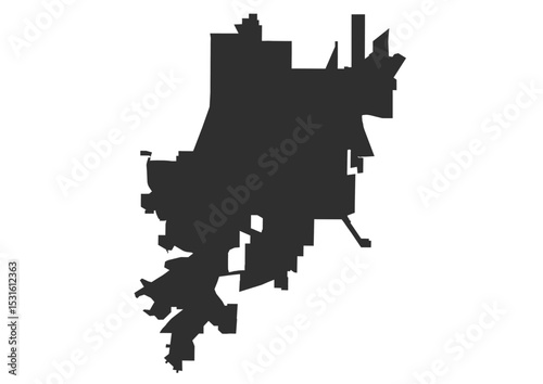 San Angelo, Texas Black Silhouette Vector Map