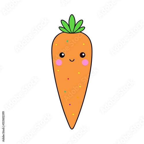 Kawaii Carrot with Blushing Cheeks and Sprinkles