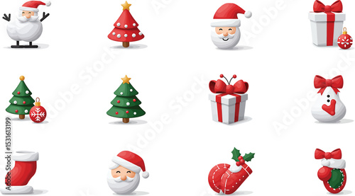 Playful christmas characters and holiday symbols