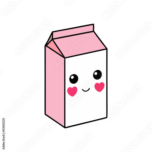 Cute Kawaii Milk Carton with Winking Face