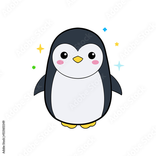 Cute Kawaii Penguin with Winking Face