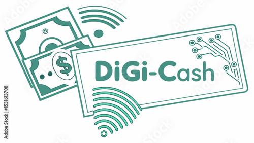 DigiCash Digital Currency Wireless Payment System Illustration