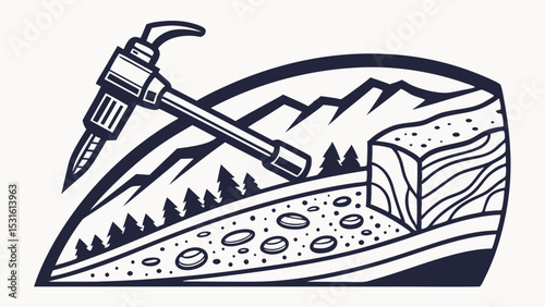 Mountain Mining Equipment and Geological Layers