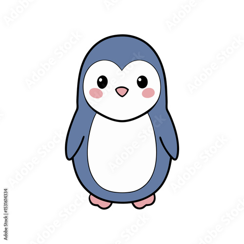 Cute Kawaii Penguin with Rosy Cheeks