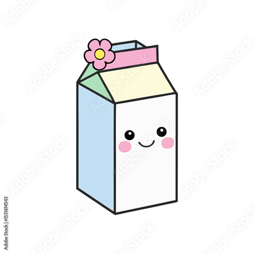 Kawaii Milk Carton with Winking Face