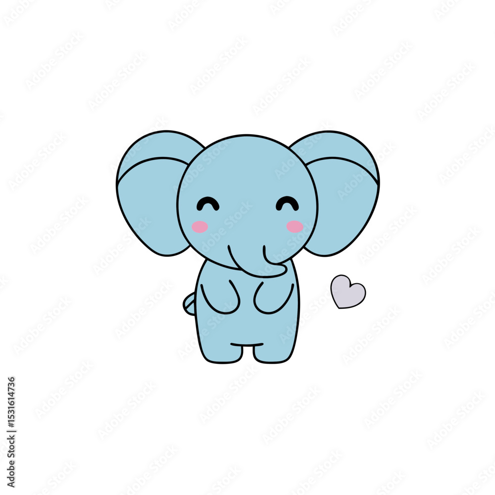 Fototapeta premium Kawaii Elephant Baby with Winking Face