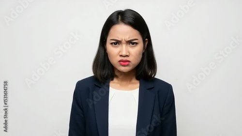 Woman in business suit with an angry expression