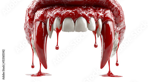 Vampire Fangs with Blood Dripping Horror Concept