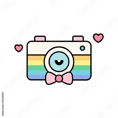 Kawaii Camera with Winking Face and Bowtie