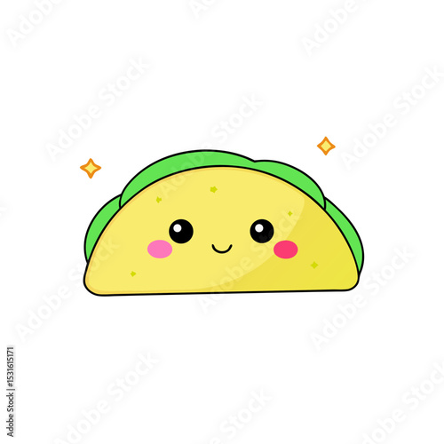 Kawaii Taco with Rosy Cheeks and Heart Accent