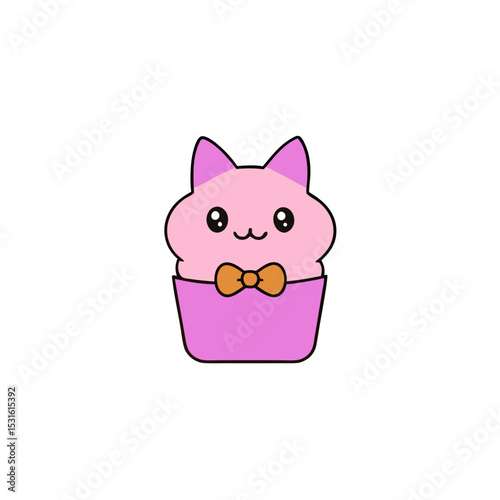 Cute Kawaii Cupcake Cat with Rosy Cheeks