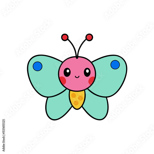Kawaii Butterfly with Rosy Cheeks and Cherry