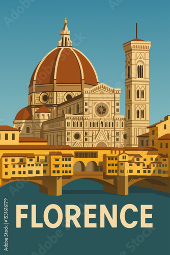 Florence Cityscape with Cathedral and Ponte Vecchio