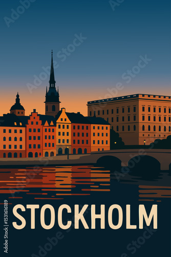 Gamla Stan and Royal Palace Stockholm at Dusk