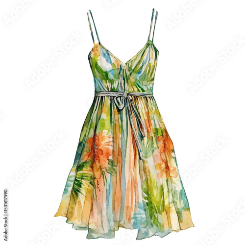 Sundress, watercolor clipart vector, isolated on a white background.