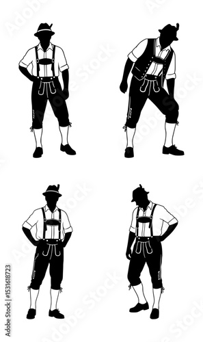 lederhosen silhouette set, isolated background