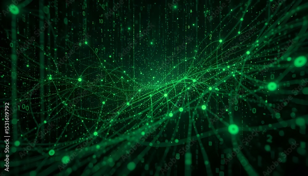 Fototapeta premium Green Digital Network Lines Background