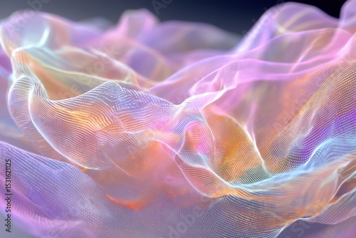 Abstract, soft, colorful, flowing lines form a dynamic, textured pattern.