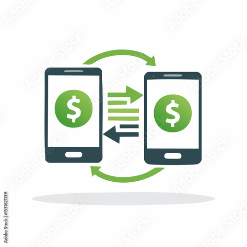 Mobile phone-based money transfer, illustrating peer-to-peer digital currency exchange.