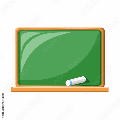 A cartoon illustration of a green chalkboard with a piece of chalk.
