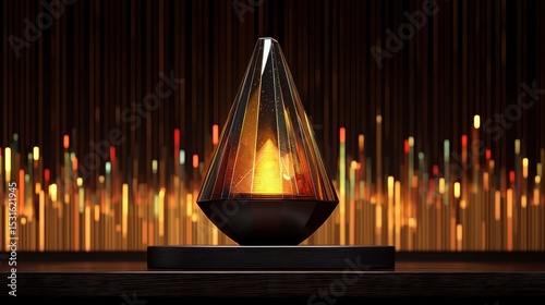 A sleek black bank model, meticulously crafted, stood proudly on a mahogany table, its polished surface reflecting the vibrant stock market background behind it 