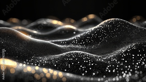 A stark black and white chart line descends, a harbinger of economic turmoil against a backdrop of abstract technology swirling with data streams, signifying a potential financial meltdown and 