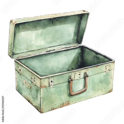 Storage Box, watercolor painting vector, isolated on a white background.