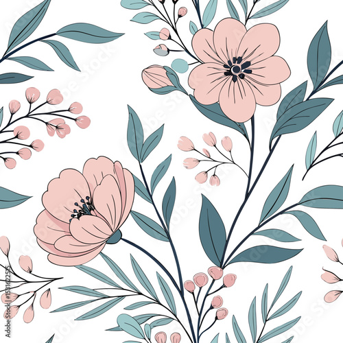 Elegant Watercolor Floral Vector Design with Pastel Flowers and Greenery