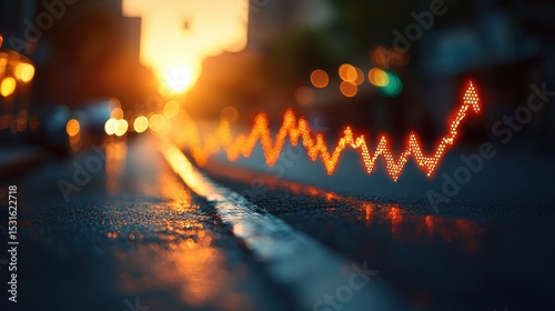 A vibrant green line, symbolizing stock market growth, ascends the chart, reflecting the upward trajectory of investments, highlighting the thrill and anticipation of financial success 