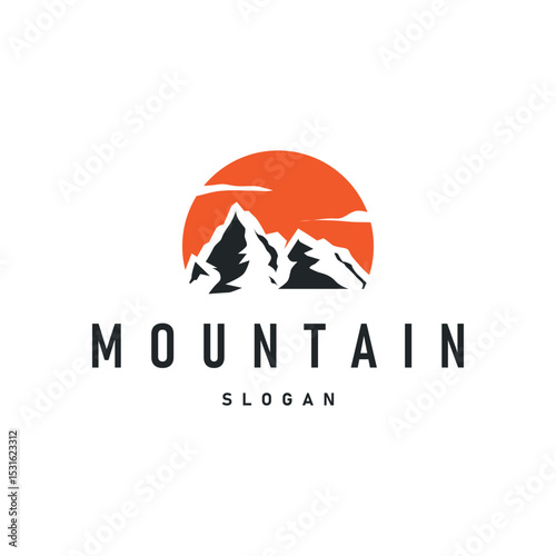 mountain logo concept minimalist design simple natural mountains with a simple minimalist black silhouette as a brand template symbol and template illustration