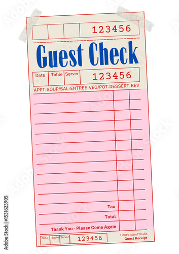 Guest Check Pink Label, Trendy Guest Check PNG,
