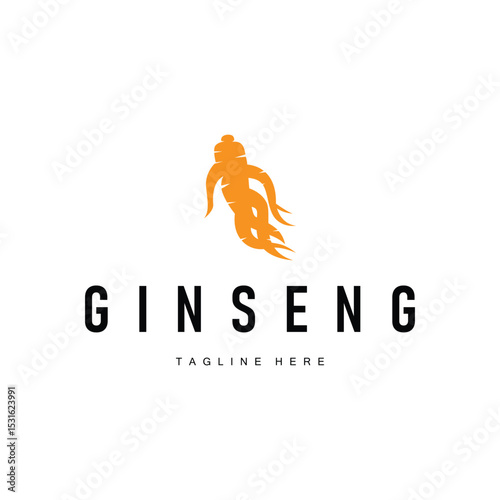 Ginseng logo design concept of natural herbal plant logo from nature with ginseng silhouette as symbol illustration template