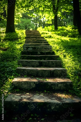The light and shadow on the stone steps