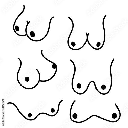 Vector illustration. Female bust. Large set for printing.	