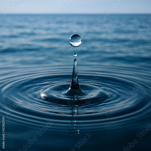 Drop of water on the ocean. AI