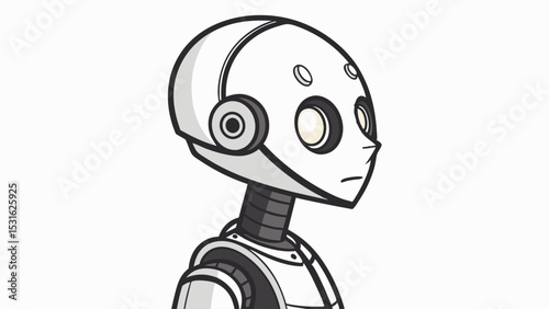 Side View of a Cute Cartoon Robot