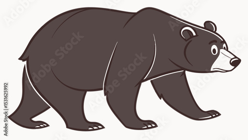 Walking Asiatic Black Bear Illustration