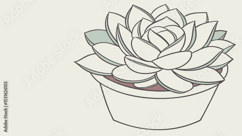 Simple Illustration of a Succulent Plant in a Pot