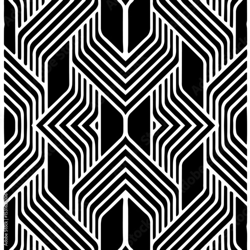Geometric ethnic original linear black white pattern. Template, stencil for laser cutting metal, wood carving, coloring, stained glass, logo. Ornaments of the East, Asia, India, Mexico, Aztec, Peru.
