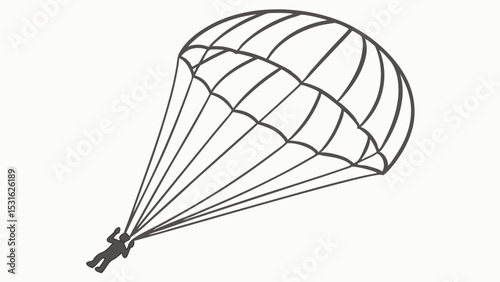 Silhouette of a Parachutist Descending Under a Parachute