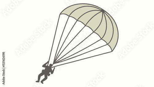 Silhouette of a Skydiver Descending with a Parachute