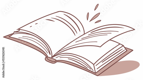 Open Book with Pages Curving Upwards Illustrated Style