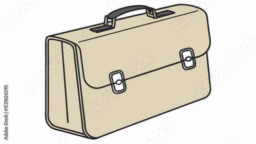 Beige Briefcase Illustration with Handle and Secure Clasps