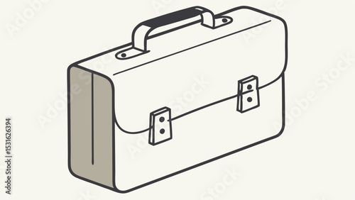 Illustrated Briefcase with Handle Clasps and Detailed Outline