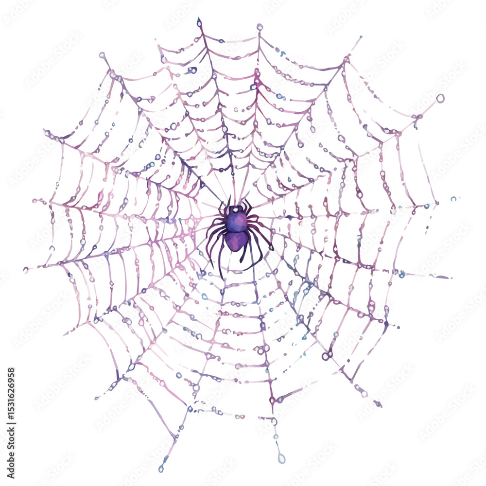 Obraz premium watercolor of Spider Webs, vector, isolated on a white background.